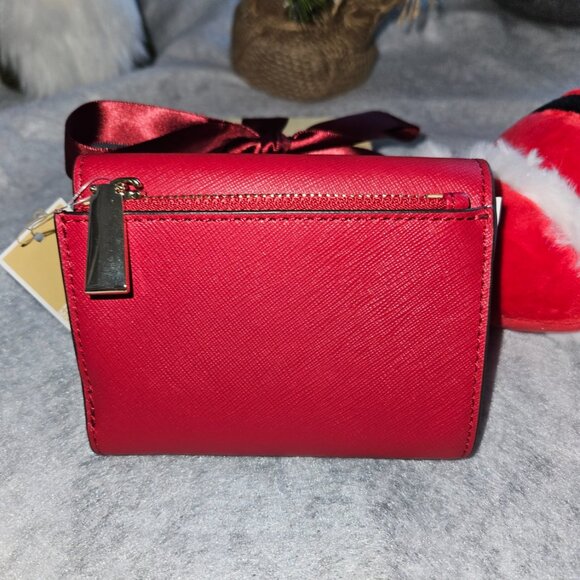 Michael Kors Greenwich Medium Envelope Leather Trifold Wallet Color Crimson NWT - Picture 4 of 7